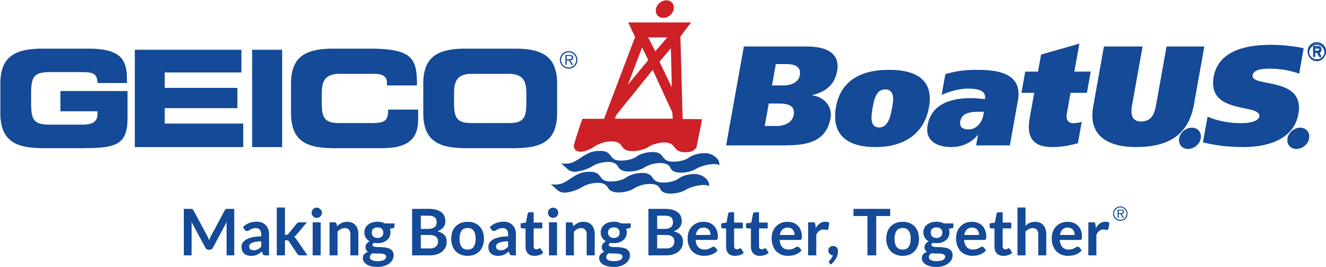 GEICO and BoatUS Boating Association Logo. Making boating better, together.